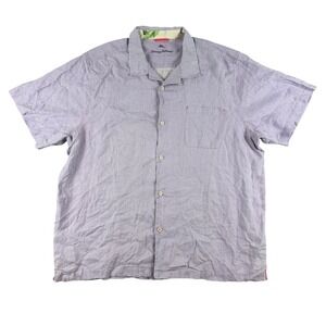 Tommy Bahama Shirt Men XXL Lavender Purple Linen Short Sleeve Button Down Casual